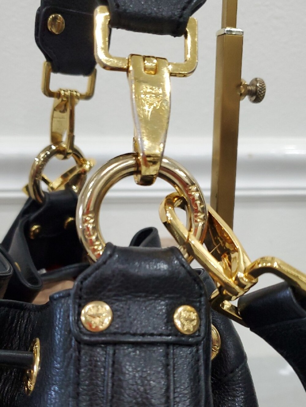 MCM Heritage Black Pebbled Leather Drawstring Bucket Bag - Picture 6 of 16